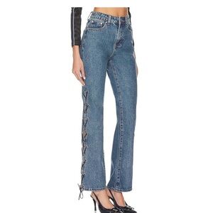 Stylish Blue Jeans with Side Lace-Up Detail- Jayda lace up Jean